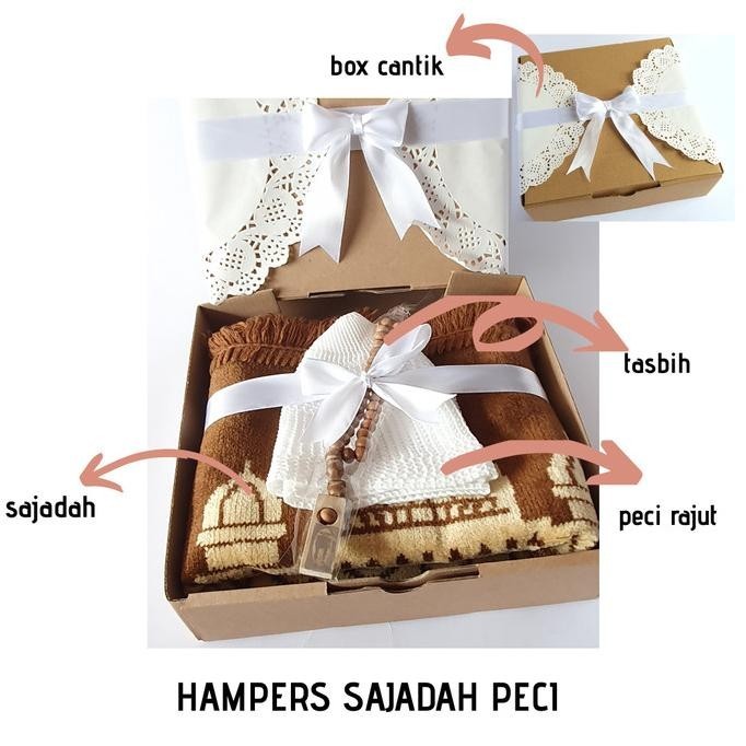 

Hampers Kado Cowok Sajadah Peci Free Tasbih Gift Card & Box Eksklusif