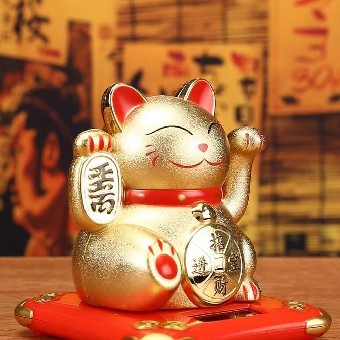 

New Sale Kucing Maneki Goyang Solar Pajangan Hoki Kucing Jepang Tangan Lambai Original