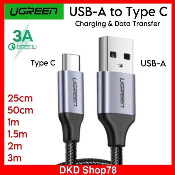 Ugreen 2M Type C 3A Cable Fast Charging Nylon Braided Data Kabel