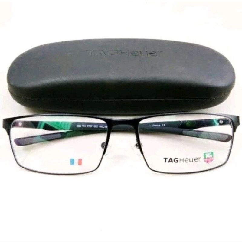 Frame Kacamata Minus Pria Titanium Tag Heuer s58 Gun Smoke - Size Besar