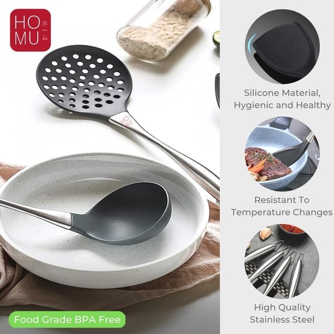 Homu Spatula Sutil Silikon Kitchen Utensil Set Gagang Stainless Bpafre Berkualitas