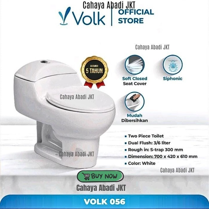 Closet / Kloset Duduk Putih Volk 056 Jarak 30Cm