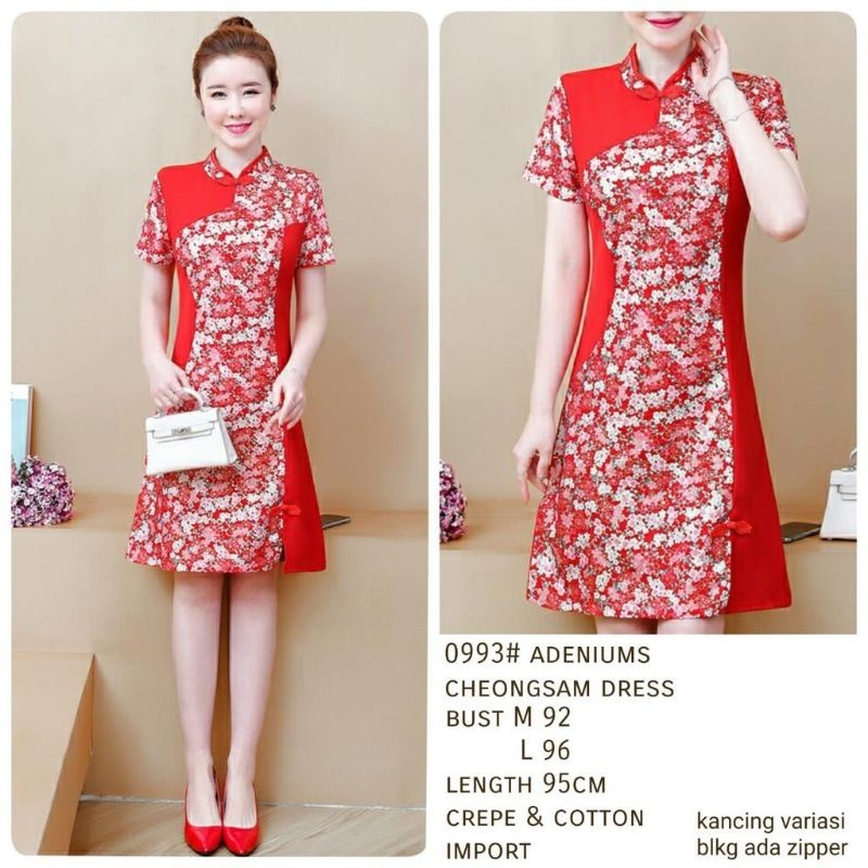 Dres Chongsam Wanita Dewasa Imlek Cantik 2023 Atasan Kerja Long Model Modern Natal Gaun Sangjit Tion