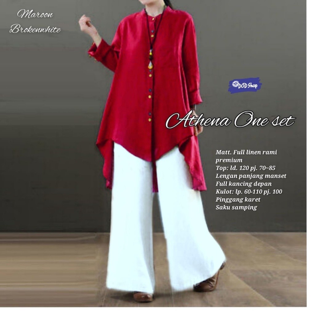 [ONLINE EXCLUSIVE] athena set stelan setelan 1set oneset pakaian baju tunik longtunik kulot ld 120