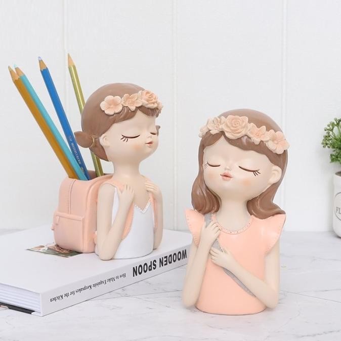 

Triple W Cute Girl Brush Holder Tempat Kuas Pen Pensil Organizer Meja