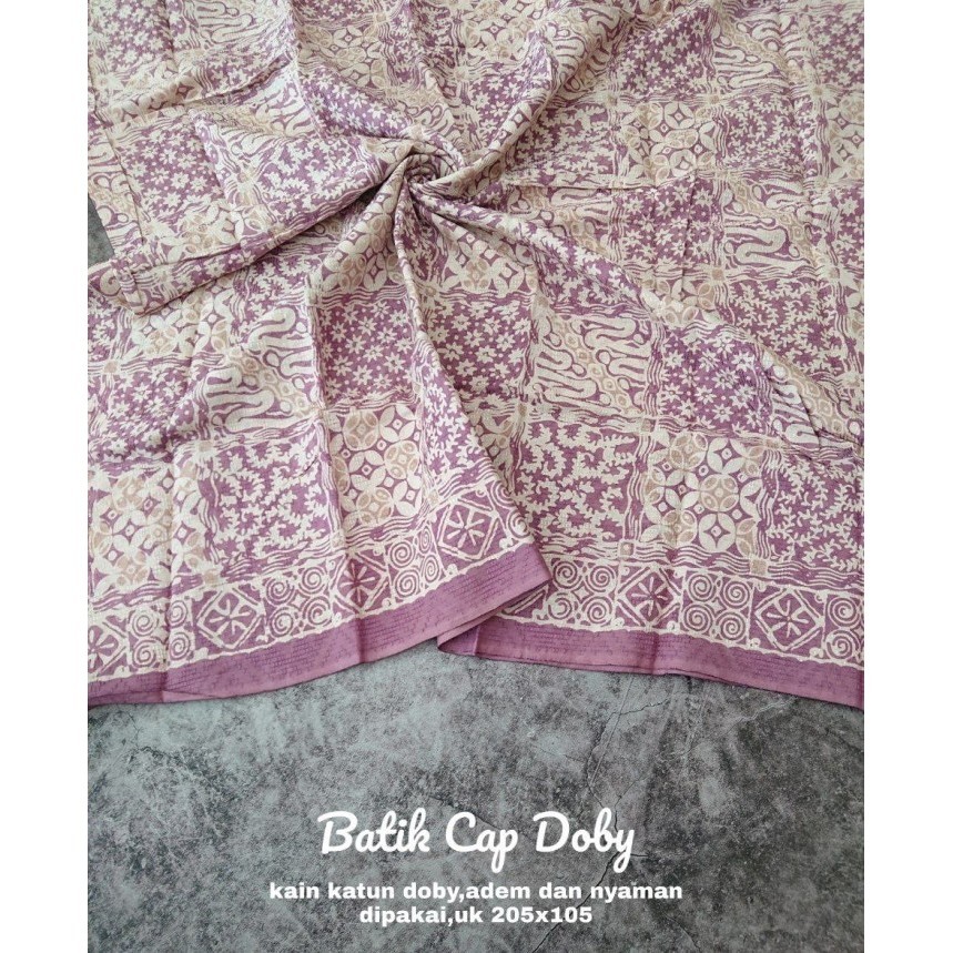 Naenggo Kain Batik Cap Doby Motif Tambal Warna Ungu Pastel Lilac