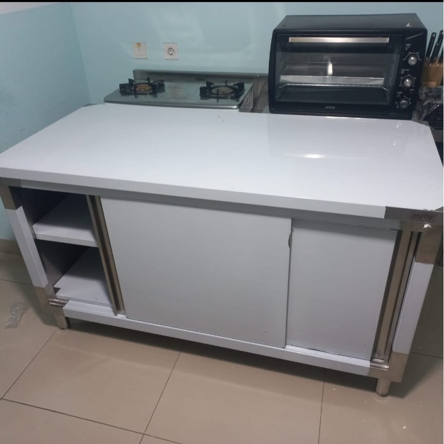 

Work Table Cabinet Stainless| Lemari Penyimpanan Pintu Geser WTE-8SD