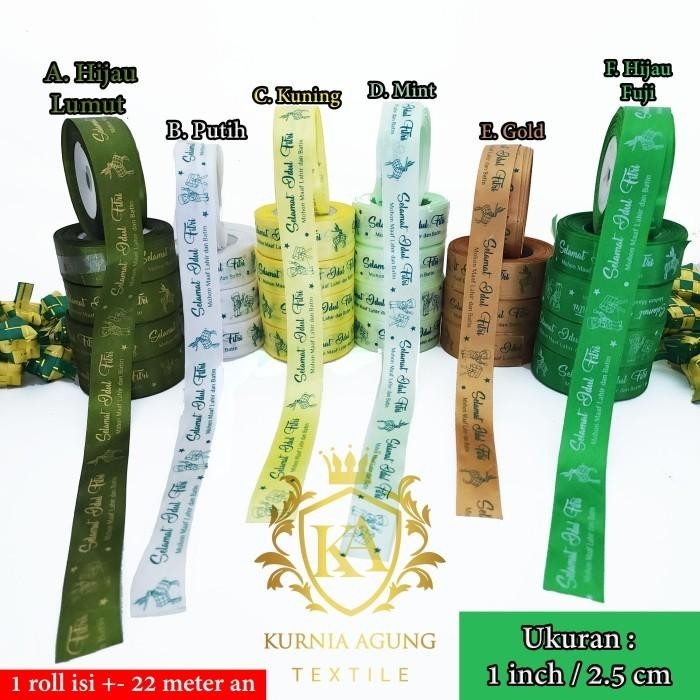 

Pita Satin Hari Raya Idul Fitri Lebaran Hampers Parcel Dijual Per Roll 022