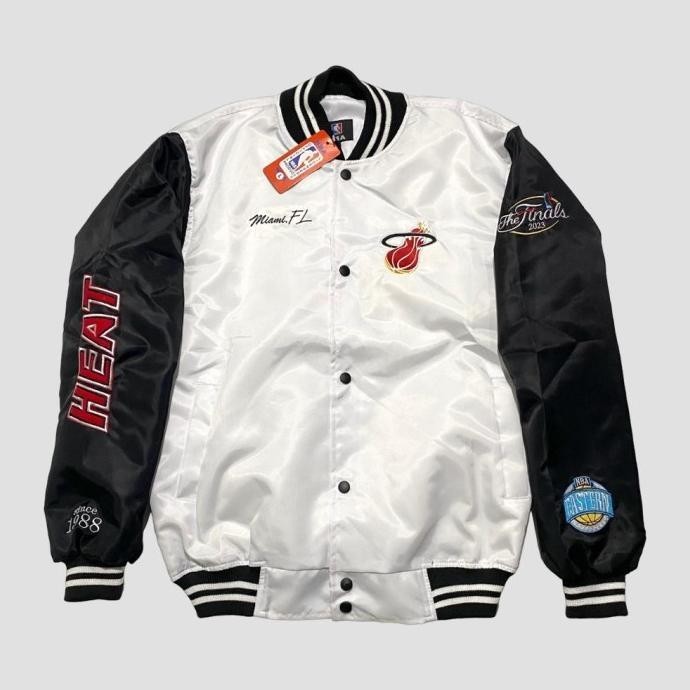 Best Seller Jumpshot Jaket Varsity Pria Wanita Miami Heat Bomber Full Xavionxa
