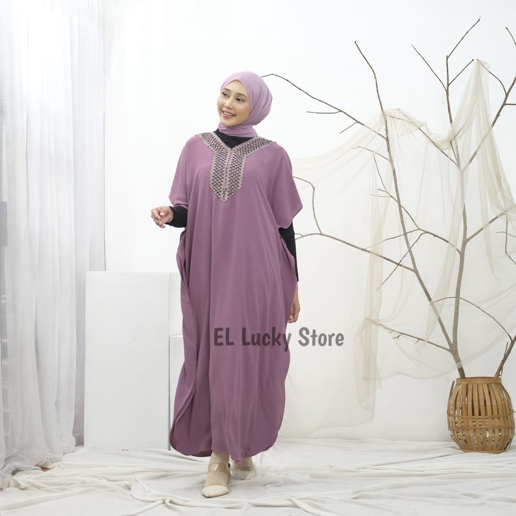 Kaftan Wanita Simple Kafttan Mewah t Seragam Keluarga Idul Fitri Cewek Jumbo Hari Raya Dress Ibu Gam