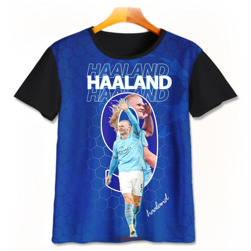Kaos Anak Sepak Bola v8 Baju Haaland Lucu Anak 3D Printing Untuk Umur 1-12 Tahun