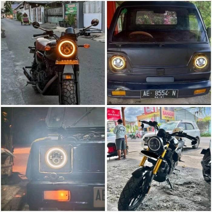 Daymaker Drl Lampu Depan Led 7 Inch Headlamp + Sein Jimny Mobil Motor