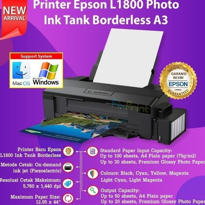 Spy Printer Epson A3 L1300 4 Warna / L1800 6 Warna Printer A3+ Garansi Retroilah