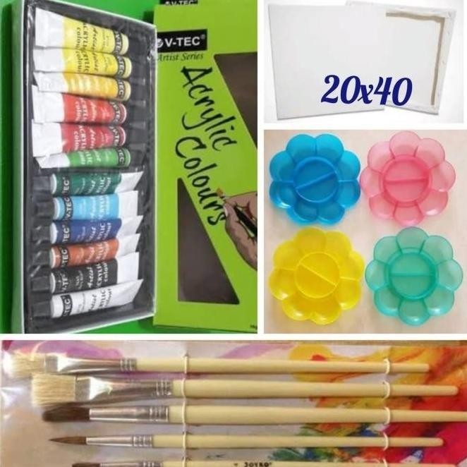

[Ready] Paket Kanvas/Canvas Lukis 20X40(Canvas.Kuat.Palet Cat Akrilik) -