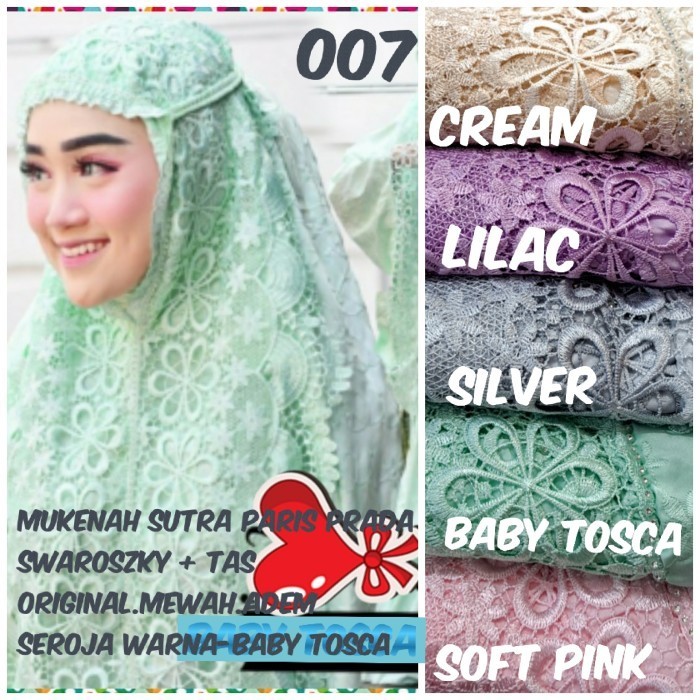 COD Mukenah renda seroja bordir Swarovski sutra paris(mewah)+tas cantik