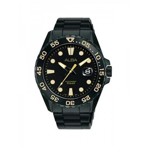 Jam Pria Alba  Original Sport Black Stainless Steel AS9N23 X1