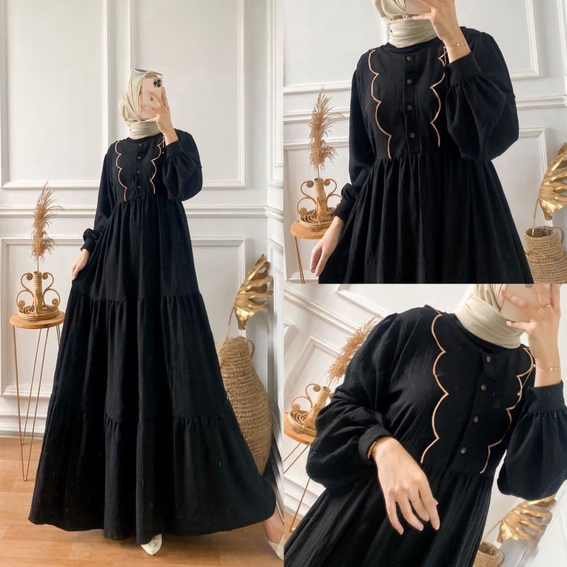 Baju Gamis Wanita Set 2In1 Terbaru 2024 Dres Brokat Remaja Mididress Pesta Turki Hijab Kaftan Pakaia