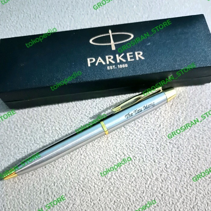 

Pulpen Parker Silver Gold Custom Logo Nama Grafir Kado Souvenir P