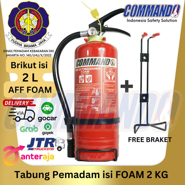 Baru APAR FOAM 2 KG COMMANDO / AFF FOAM 2 L / Komplit Set + Free Braket