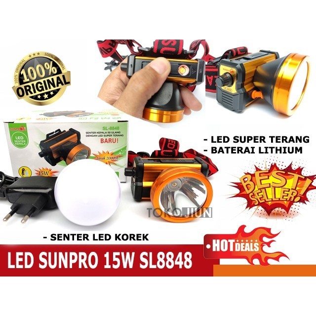 Senter Kepala SUNPRO SL 8848A SL8848A 15W LED Headlamp LED Korek Api