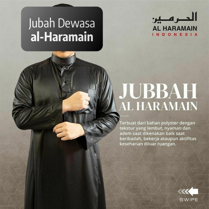 Baju Jubah Gas Al Haramain Pria Dewasa Hitam Putih Polos