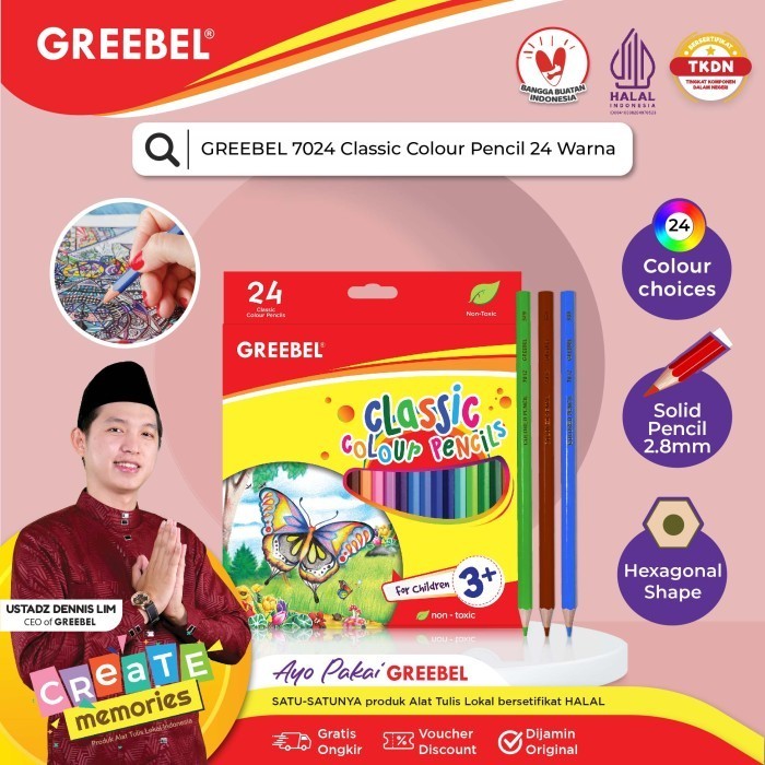 

Jualan Greebel Pensil Warna 7024 Classic Color Isi 24 Colouring Color Pencil Hemat