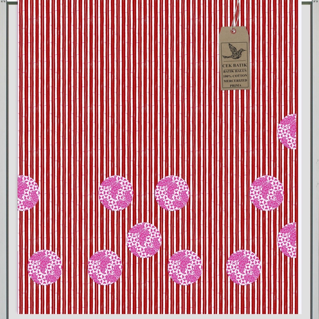 kain batik - Motif Batik Liris Piringan Kupu (Merah)
