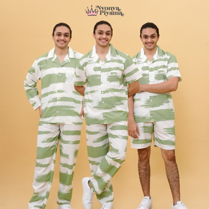 Nyonya Piyama Katun Set Piyama Pria - Hagen Green Classic