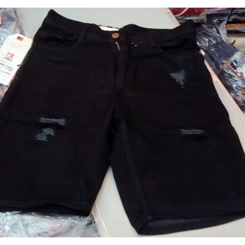 PREMIUM DRILL celana pendek sobek pria 27 sampai 38/celana pendek sobek ripet hitam pria