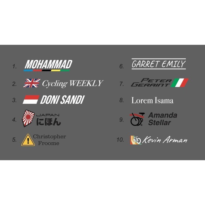 

>>>>>] Stiker Nama Bendera Logo Flag Name Sticker CUSTOM sepeda cycle