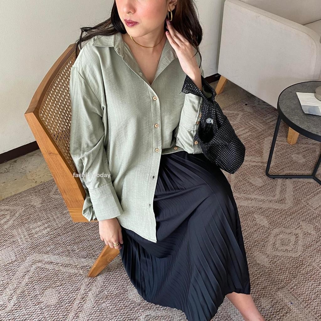 [THE NEW BEST SELLER] Jema Shirt Linen Flowy ( Atasan Premium FASHIONTODAY )