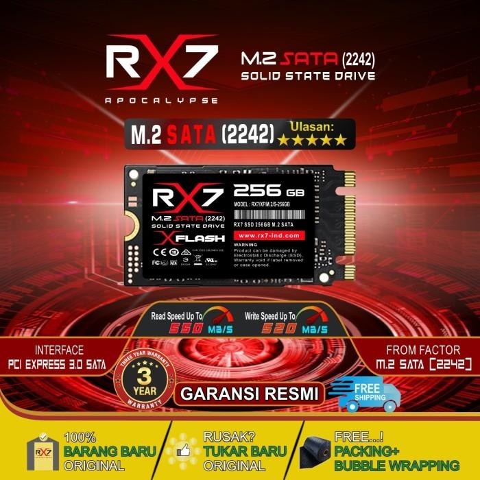 SSD RX7 M2 SATA 256GB 2242 M.2 SATA / M2SATA GARANSI RESMI 3 TAHUN Berkualitas