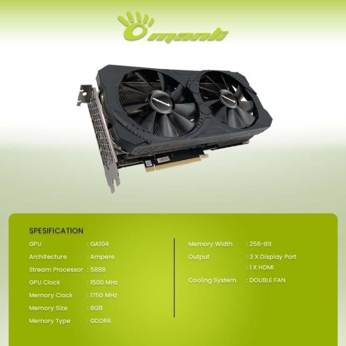 VGA NVIDIA MANLI RTX 3070 LHR 8GB GDDR6 256 BIT REAL CAPACITY Berkualitas