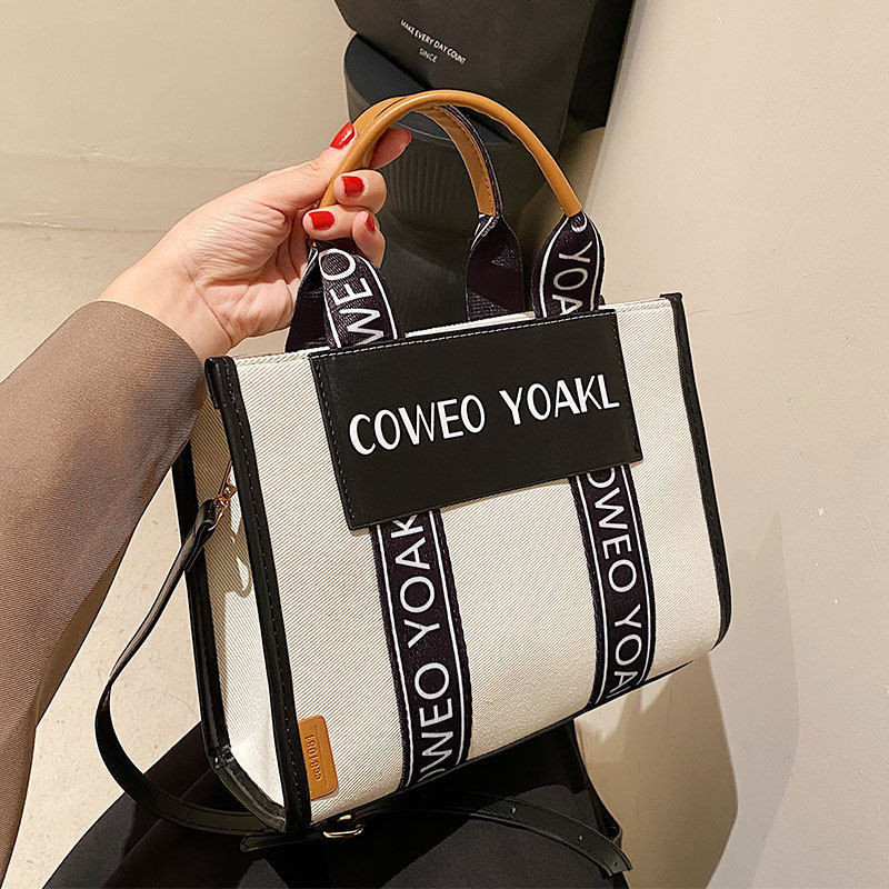 Tas2024Tas Kanvas Kapasitas Besar Tas Kain Tote Portabel Tas Selempang