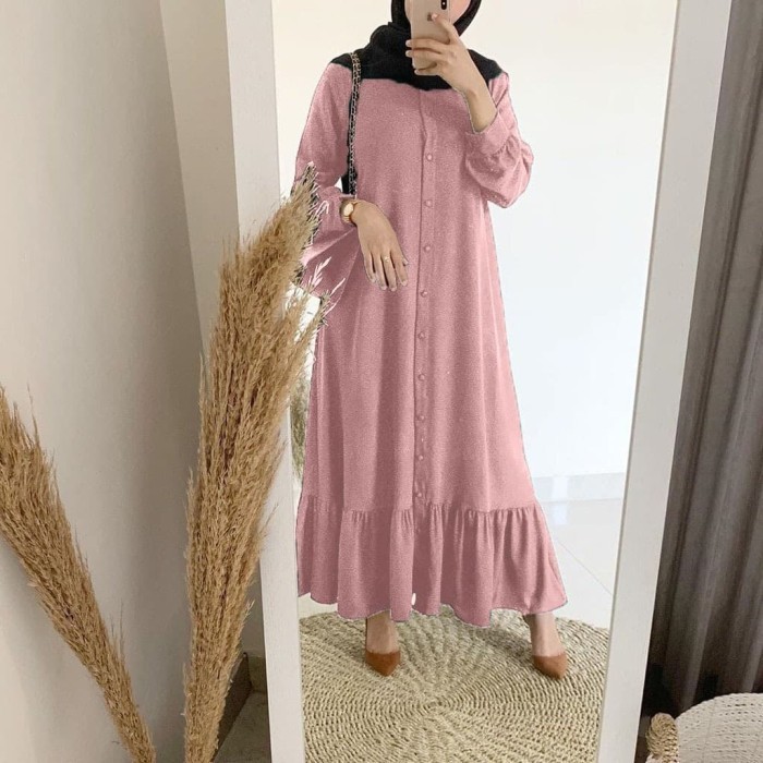 Givana Dress New Colour Jamise Syari | Abaya Remaja Jumbo Two Colour Trend 2023 [Maxi Sella Dusty Ro