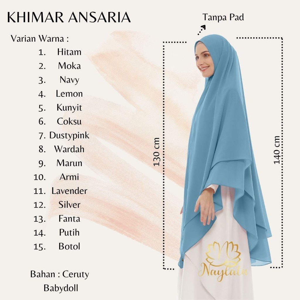 [SVT COLLECTIONS] NAYLATU - Jilbab Hijab Khimar Nonpad Ansaria Ceruty Babydoll Ori Naylatu