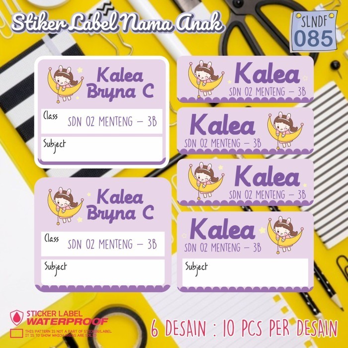 

BARANG TERLARIS stiker label nama anak anti air buku pensil baju sekolah tas SLNDF-085
