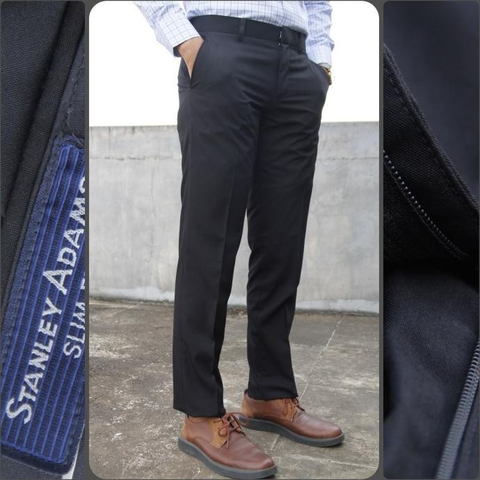 Celana Kerja Formal Pria Stanley Adams Hitam Slimfit | Celana Bahan