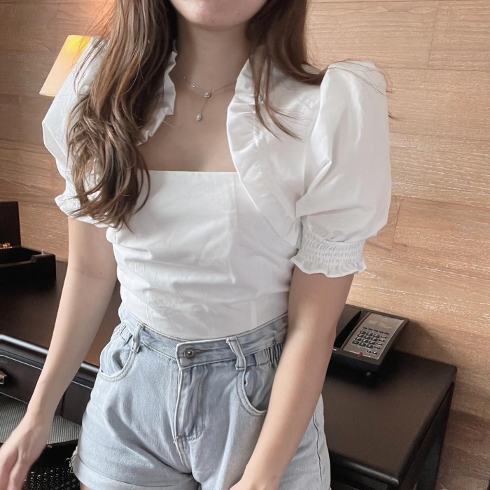 Blouse Wanita Crop Top Korea 9-435 Sooya Top Allsize Bigsize