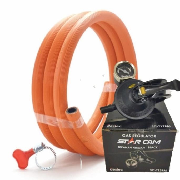 Paket Regulator Starcam Meter + Selang Gas 2 Meter 3 Lapis Propeller