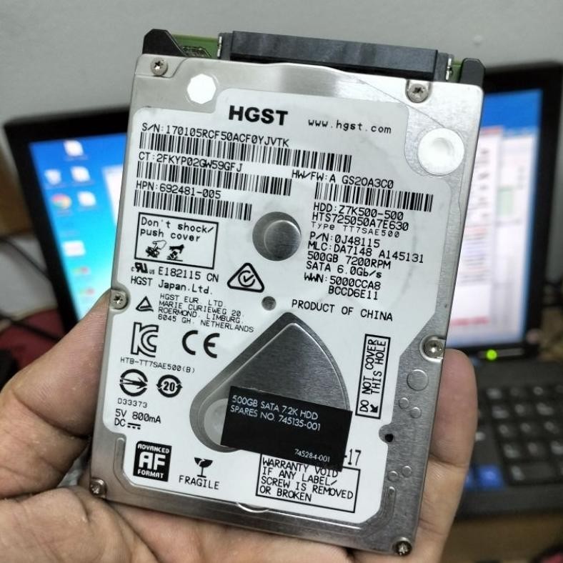 Hardisk 500Gb Hgst Hitachi 2.5" Rpm 7200 For Laptop Notebook Ps