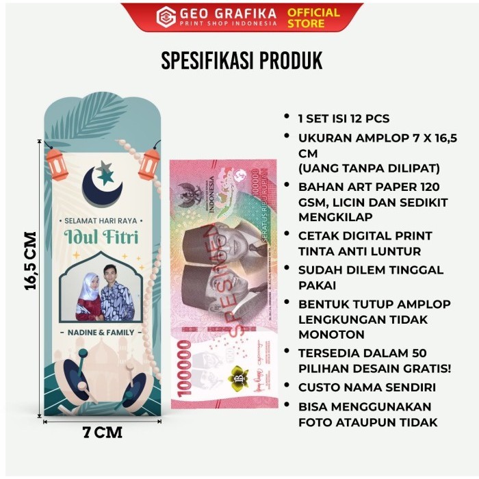 

Amplop Lebaran Custom Nama Foto Isi 12 Pcs Ap01-Ap25