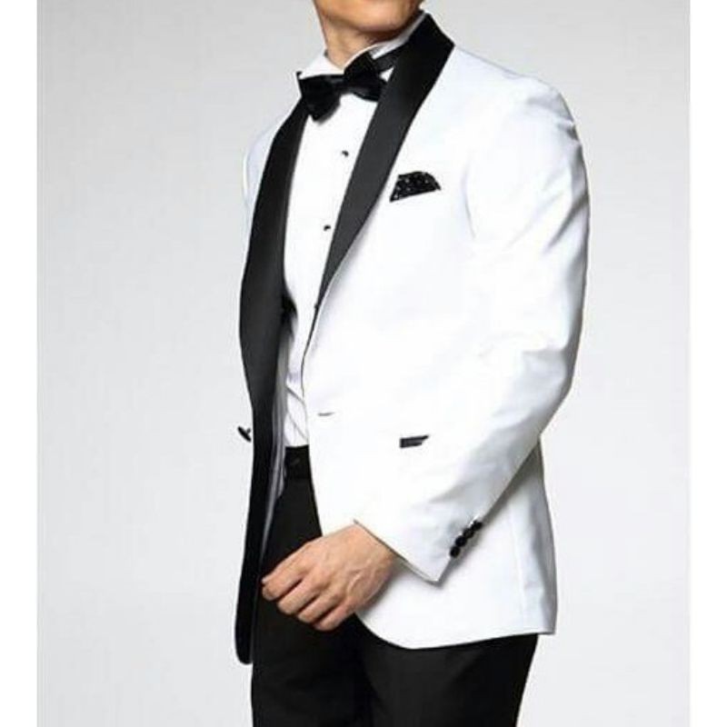 [MADE BY QUALITY] JAS PRIA WHITE-blazer cowok tuxedo putih wedding pesta
