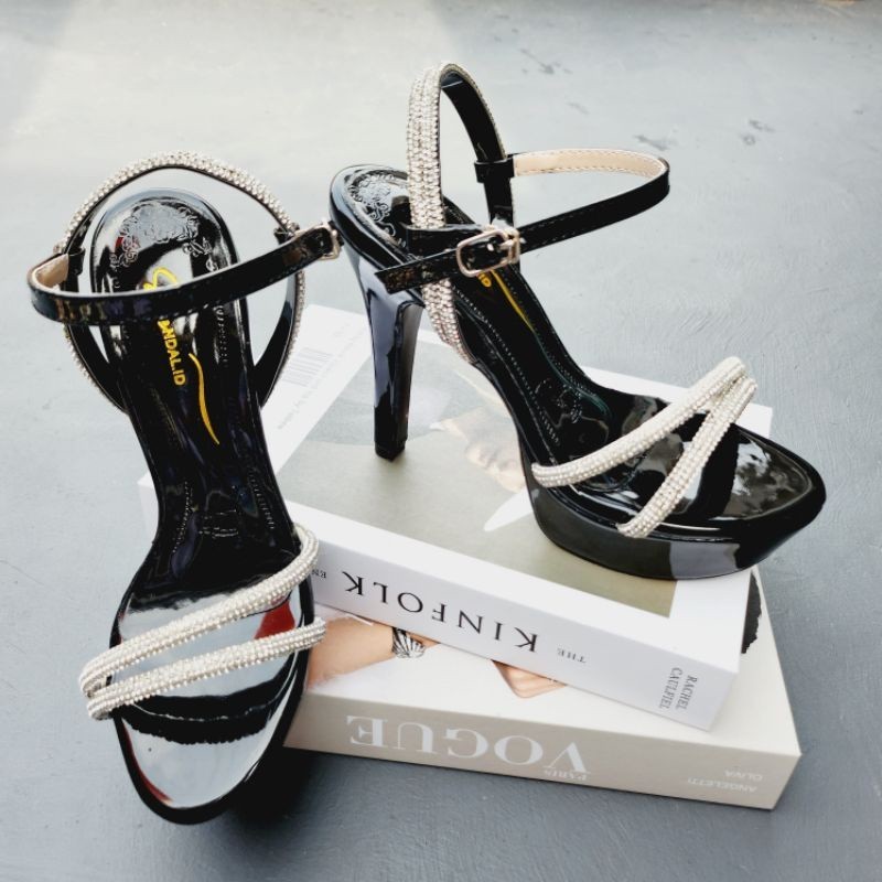 [ONLINE EXCLUSIVE] SUNNY high heels wanita hak 12 cm SHEndal tali permata By SHEndal.id