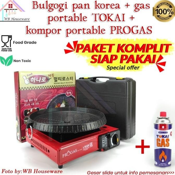 Bulgogi Pan Korea + Kompor Portable 2In1 Progas / Paket Kompor + Majasari.Official