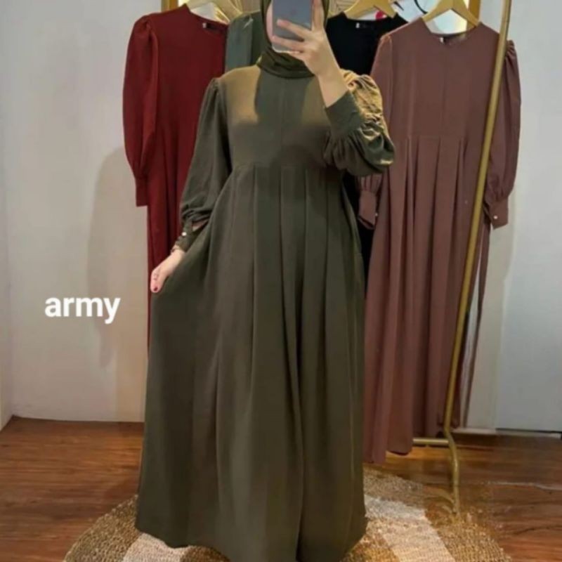 VVA GAMIS MIDI DRESS LEBARAN TERBARU MIDI DRESS BAHAN CRINCLE/BAJU MIDI REMAJA TERBARU MIDI
