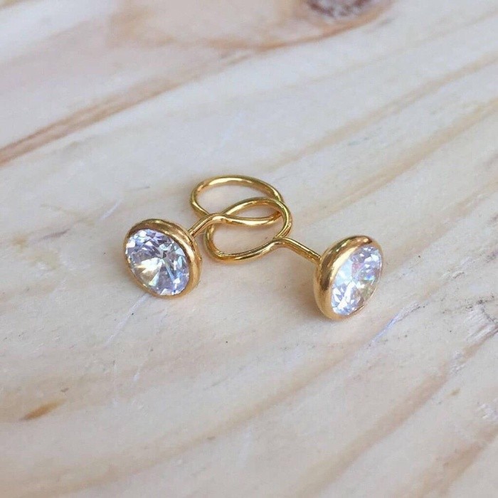 Anting Bayi Emas Kuning 70 % Giwang Toge Gold Earring Permata