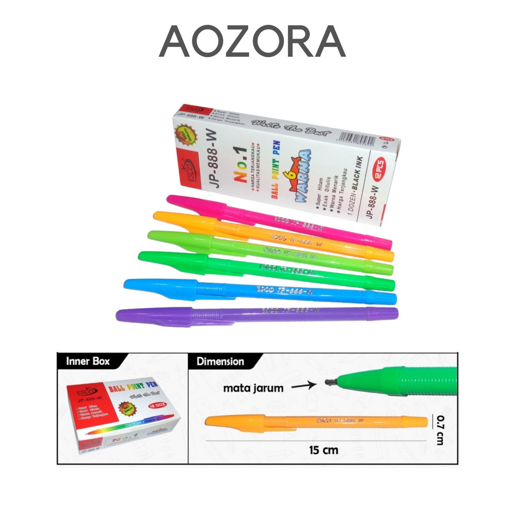 

[ Aozora ] Pena Ballpoint Pulpen Warna Warni