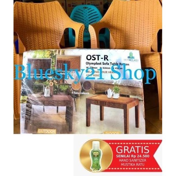 Paket Kursi Santai 2 & Meja Teras Panjang 1 Plastik Anyaman Rotan Lapaknyamarlin