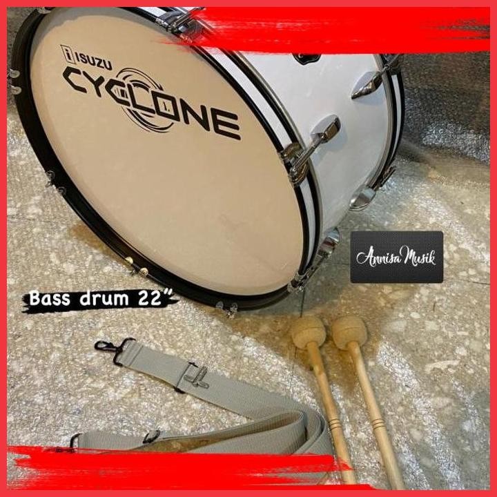 (ANIS) BASS DRUM CYCLONE ISUZU 22" JBMB2210 WHITE, DRUMBAND, MARCHINGBAND